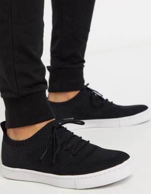 Asos design high top outlet sneakers in black mesh