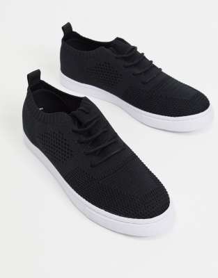 asos design high top sneakers in black mesh