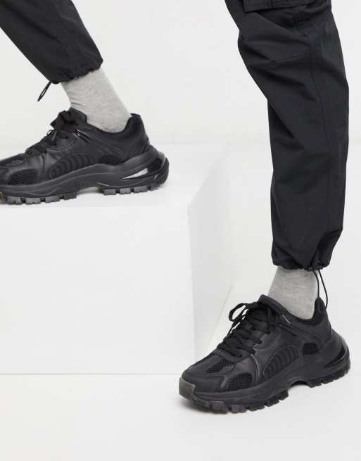 ASOS DESIGN sneakers in black mesh with chunky sole | ASOS