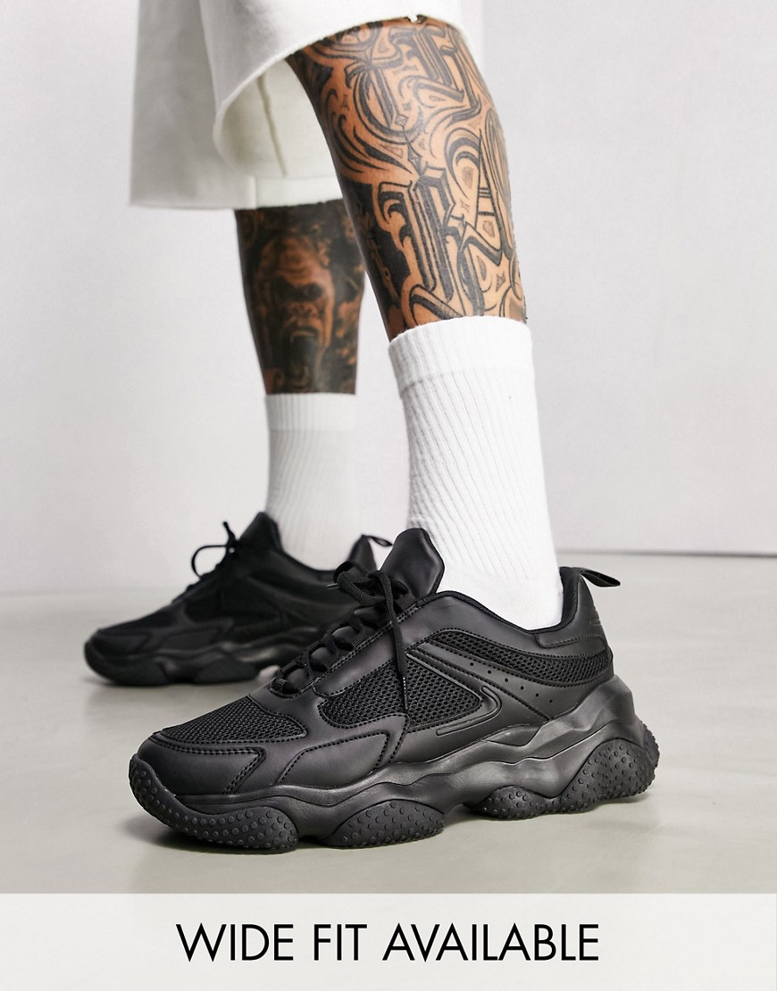 ASOS DESIGN SNEAKERS IN BLACK MESH WITH CHUNKY SOLE