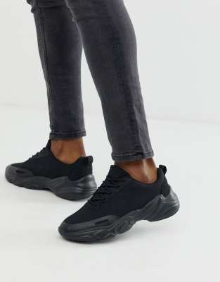 asos design high top sneakers in black mesh