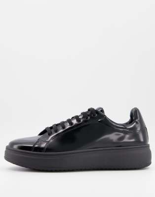 black patent trainers