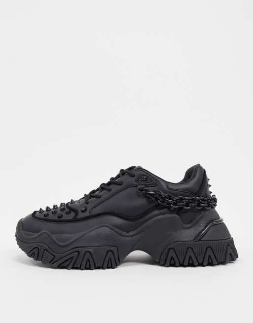 Glimte filosofisk trug ASOS DESIGN sneakers in black with chains and chunky sole | ASOS