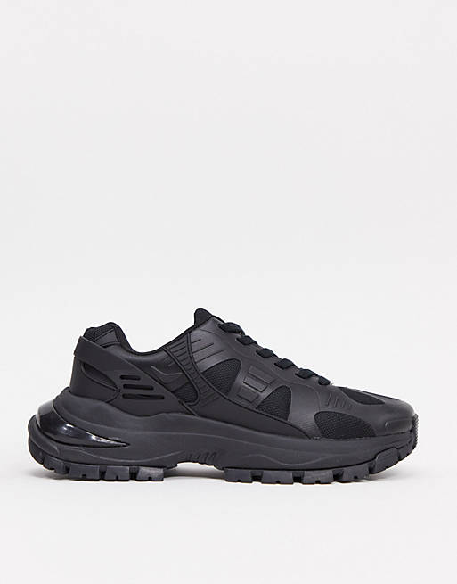 ASOS DESIGN sneakers in black with chunky sole and rubber panels | ASOS