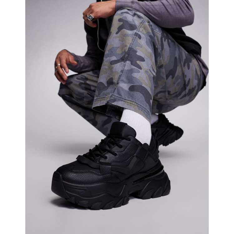 ASOS DESIGN sneakers in black with chunky sole and rubberized details ASOS