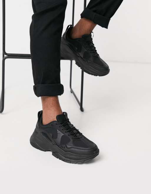 ASOS DESIGN sneakers in black with chunky sole