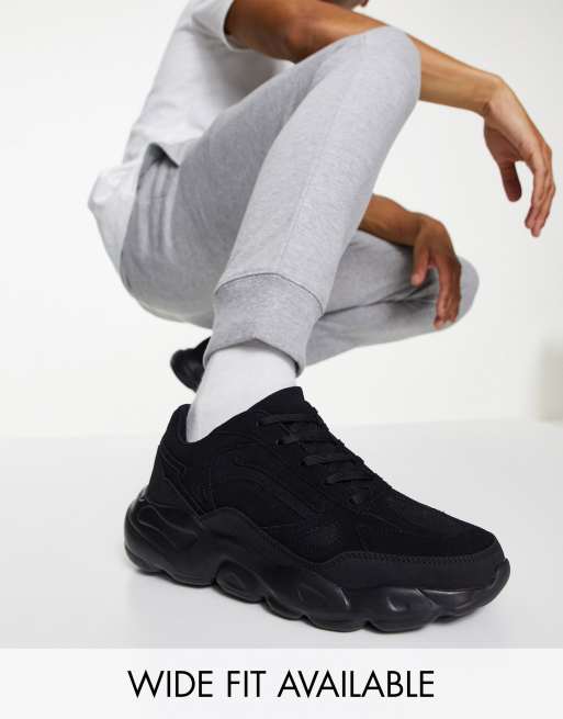 ASOS DESIGN sneakers in black with chunky sole