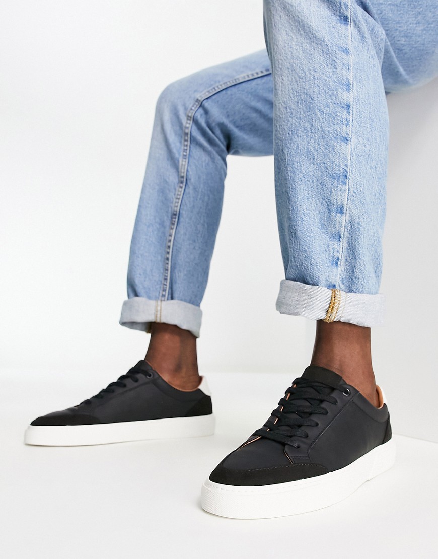 ASOS DESIGN sneakers in black with suedette panels