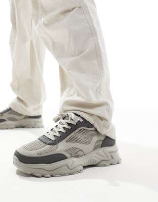 sneakers in gray with mesh panels