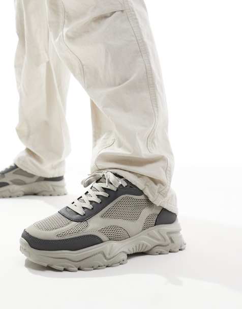 ASOS DESIGN sneakers in grey with mesh panels - view 1