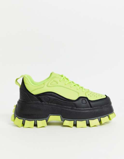 ASOS DESIGN sneakers in neon with chunky sole