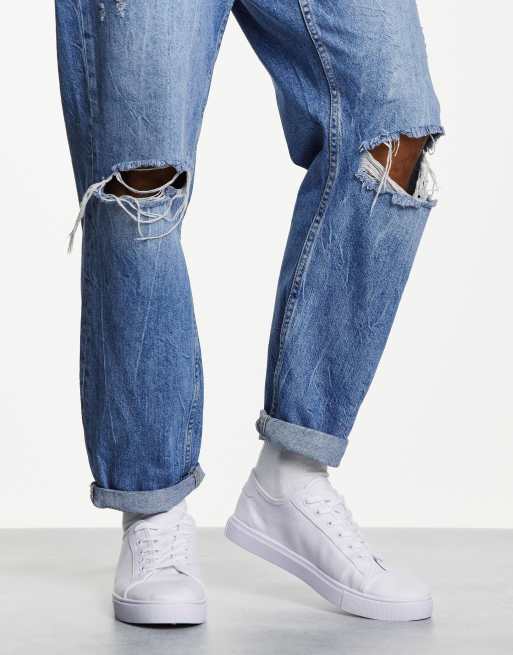 Asos design sneakers in white canvas sale