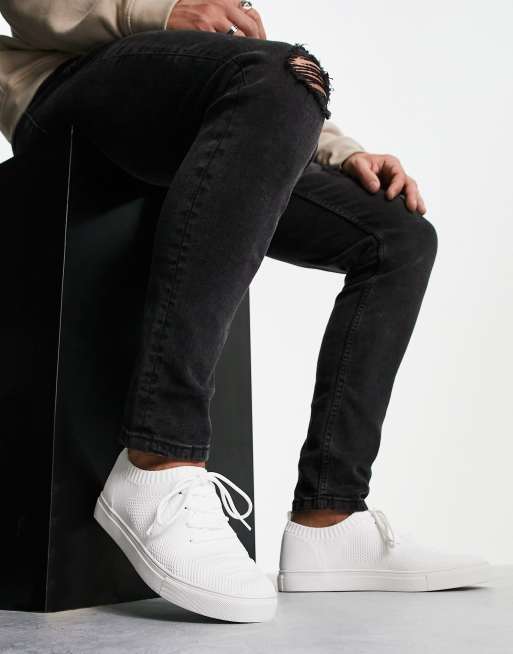 Asos design sneakers in white outlet canvas