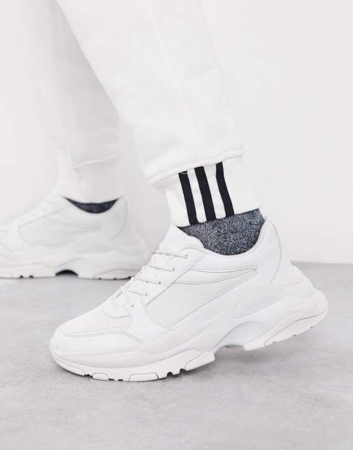 ASOS DESIGN sneakers in white mesh with chunky sole