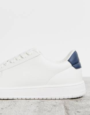 asos design sneakers in white canvas