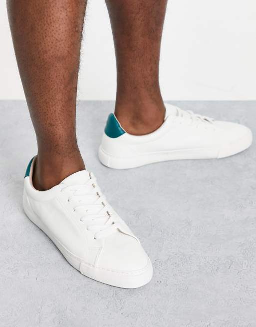 ASOS DESIGN retro sneakers in white with green detail