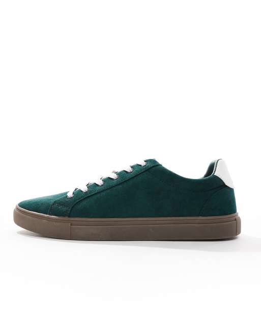 ASOS DESIGN - Sneakers med snørebånd i grøn imiteret ruskind, 4 af 5