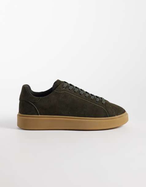 ASOS DESIGN - Sneakers med snørebånd og gummisål i mørkt khakigrønt ruskind - view 1