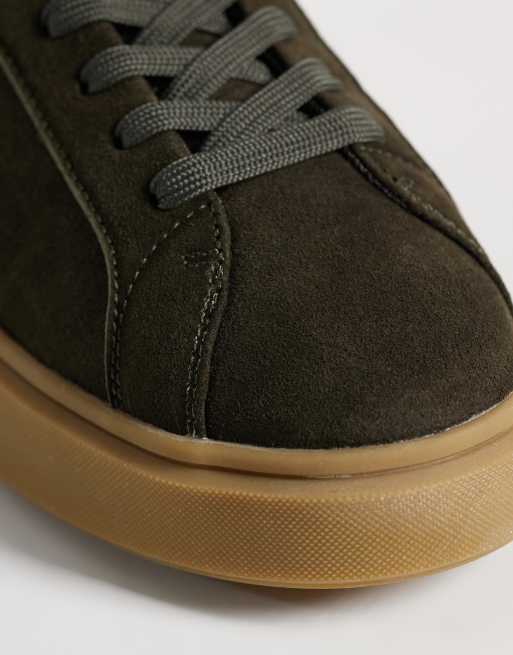 ASOS DESIGN - Sneakers med snørebånd og gummisål i mørkt khakigrønt ruskind, 3 af 5