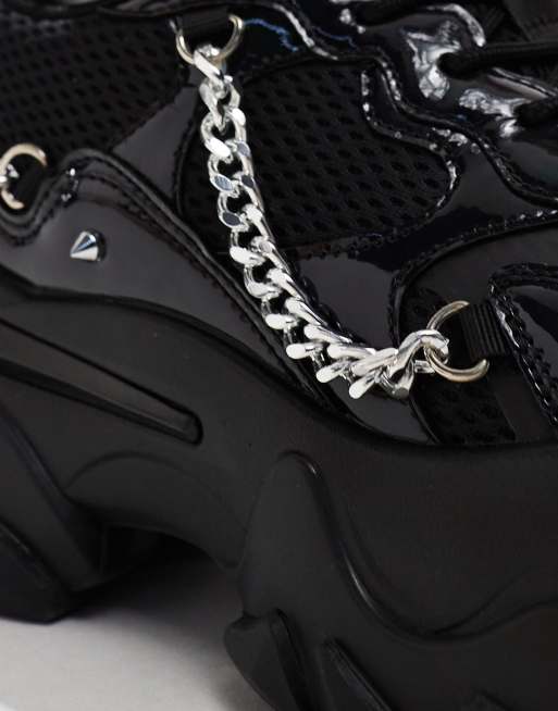 ASOS DESIGN - Sneakers met dikke zool in zwart met metalen hardware, 3 van 5