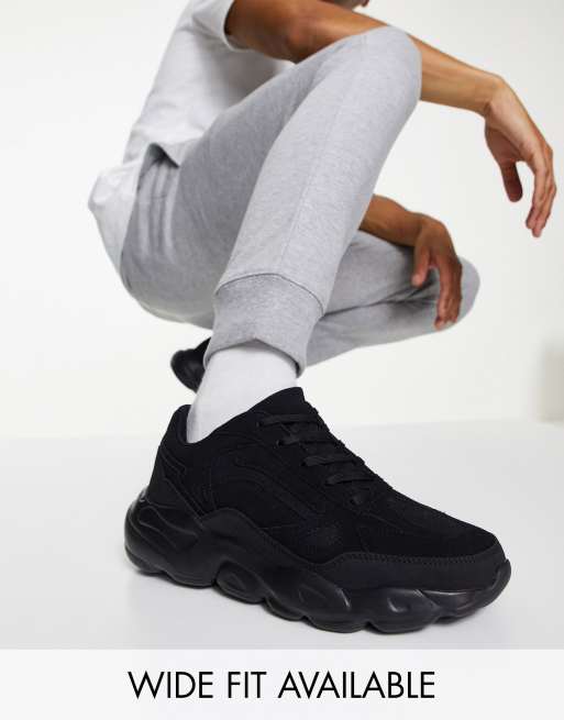 ASOS DESIGN - Sneakers met dikke zool in zwart
