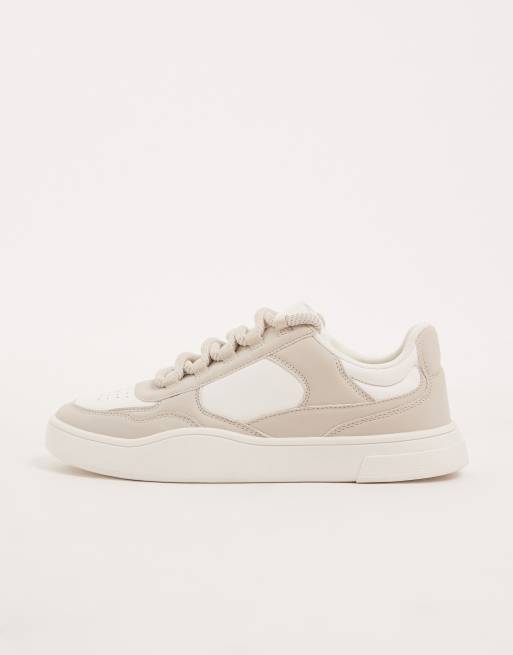 ASOS DESIGN - Sneakers met meerdere vlakken in wit met ronde veters, 2 van 5