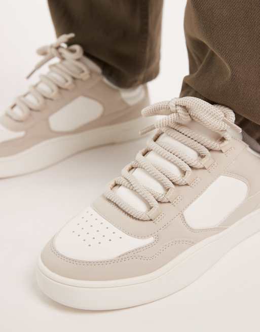 ASOS DESIGN - Sneakers met meerdere vlakken in wit met ronde veters, 3 van 5