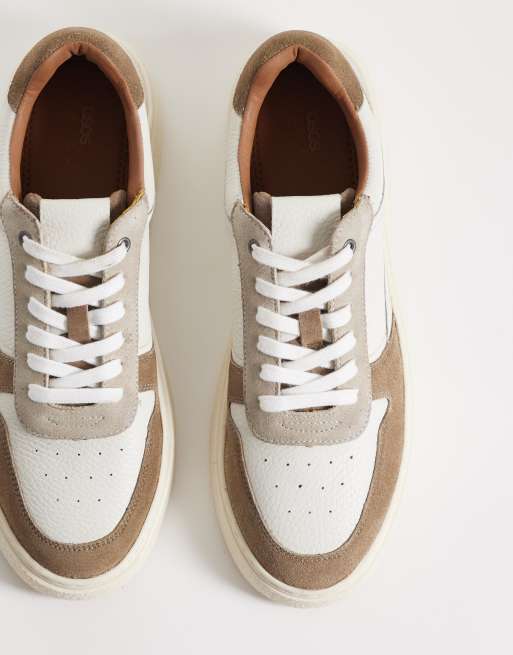 ASOS DESIGN - Sneakers met panelen van kakigroen suède en steenkleurig leer, 2 van 5