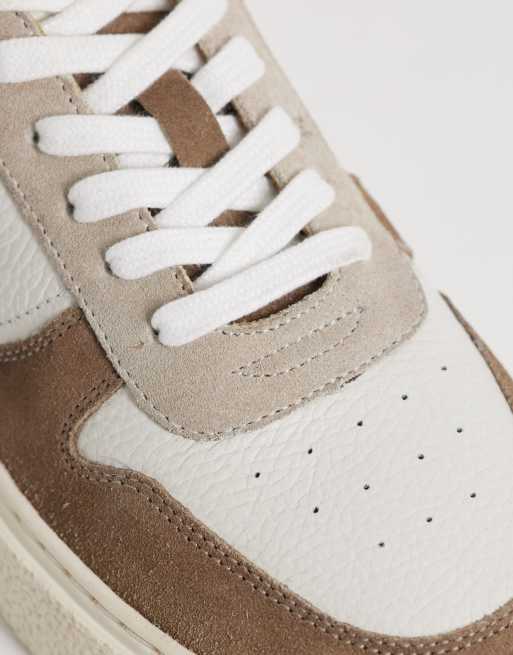ASOS DESIGN - Sneakers met panelen van kakigroen suède en steenkleurig leer, 5 van 5