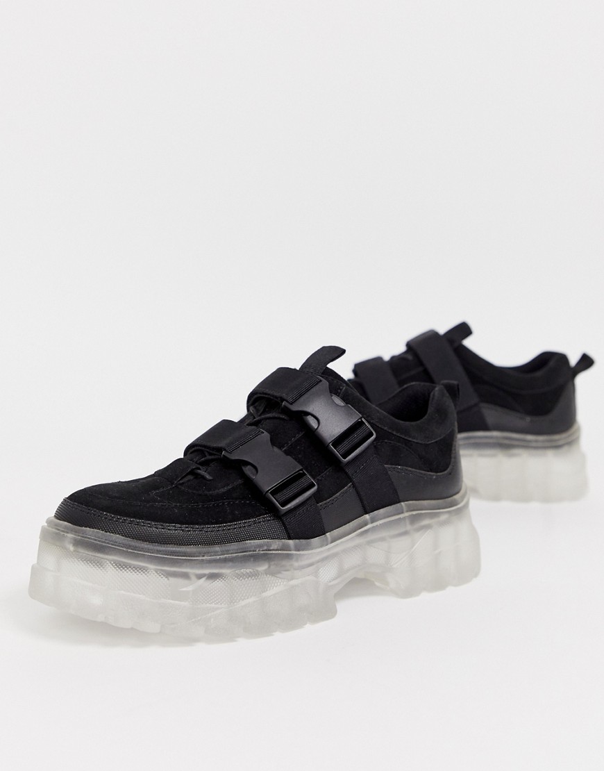 ASOS DESIGN - Sneakers met transparante dikke zool in zwart