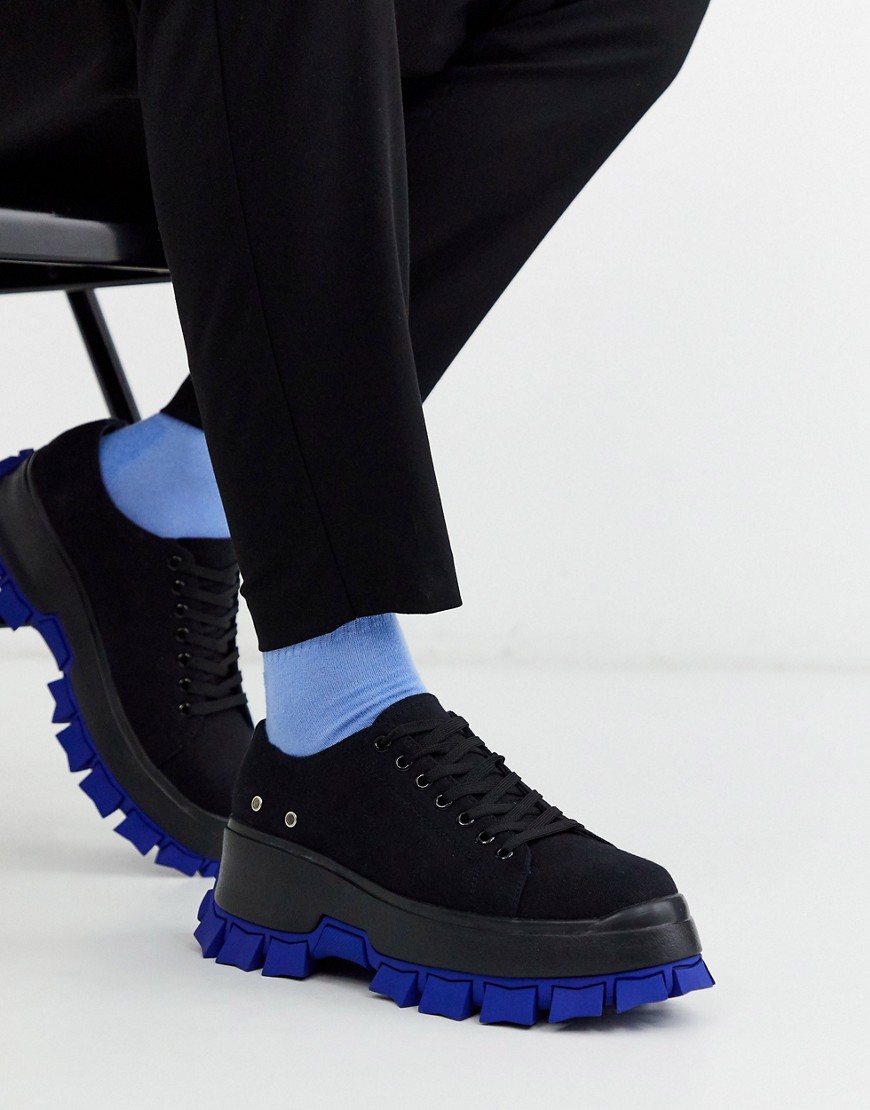ASOS DESIGN - Sneakers nere con suola chunky in colore flash-Nero