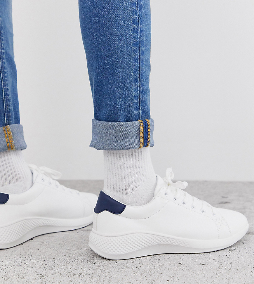 ASOS DESIGN - Sneakers pianta larga bianche con suola spessa-Bianco