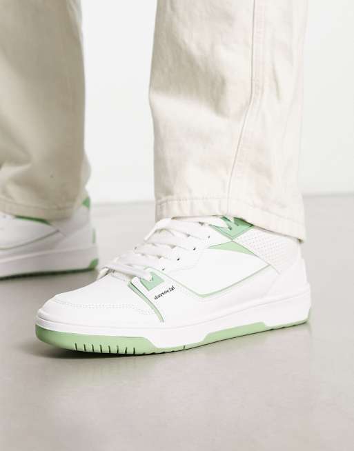 ASOS DESIGN - Sneakers rétro bianche con dettaglio verde menta