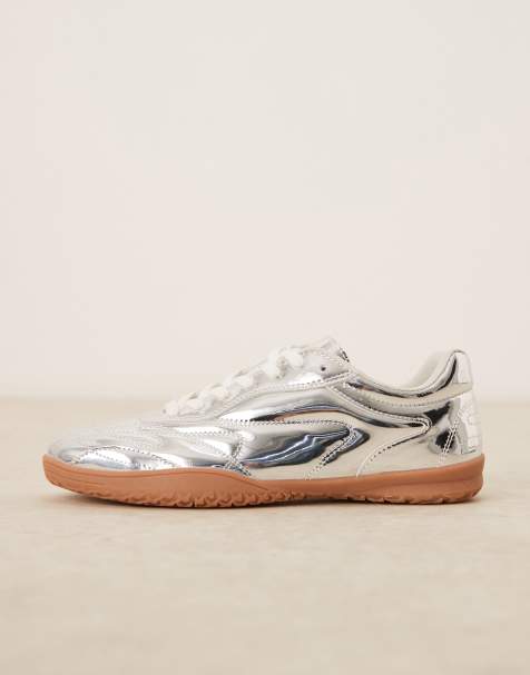 ASOS DESIGN - Sneakers rétro grigio argento con suola in gomma - view 1
