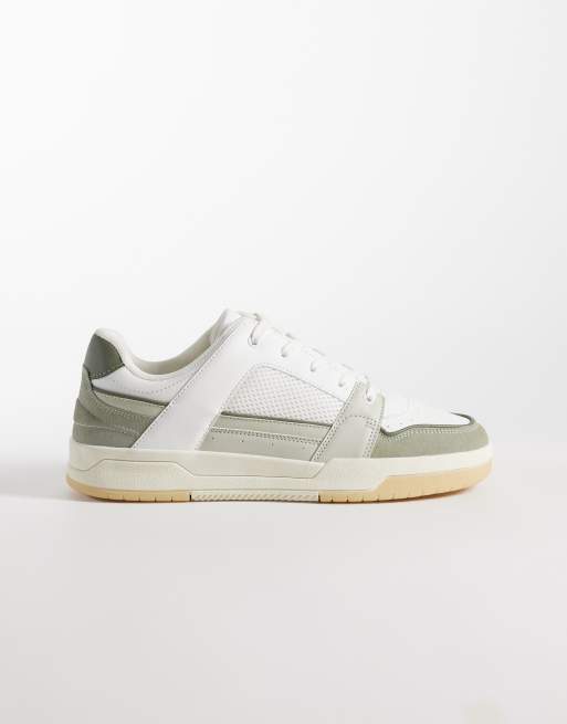 ASOS DESIGN - Sneakers stringate beige con pannelli e dettagli in rete
