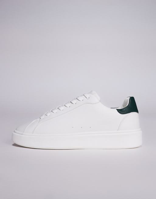 ASOS DESIGN - Sneakers stringate bianche con dettaglio verde bosco