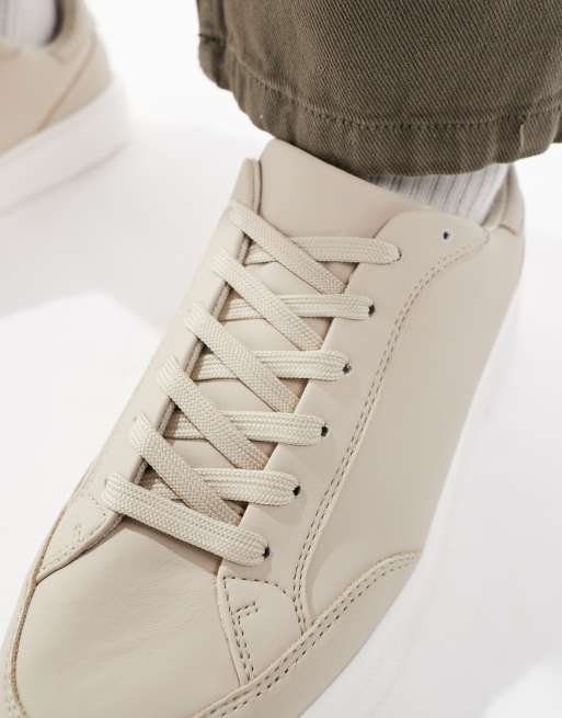 ASOS DESIGN - Sneakers stringate color pietra con suola bianca, 4 di 5