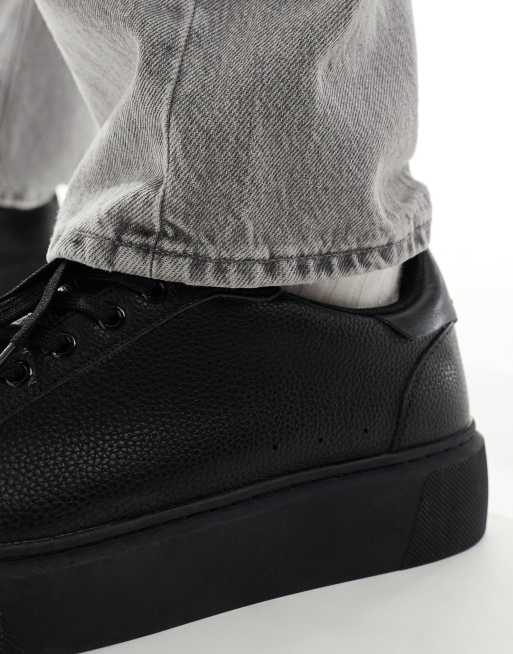 ASOS DESIGN - Sneakers stringate con suola spessa nere, 4 di 5