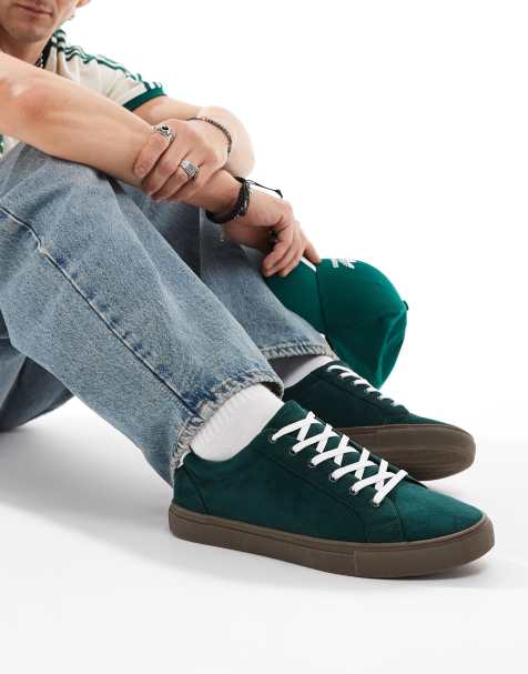 ASOS DESIGN - Sneakers stringate in camoscio sintetico verde - view 1