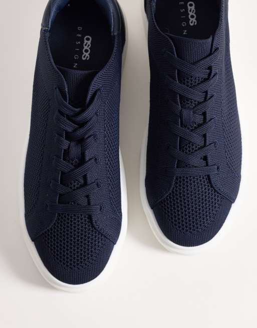 ASOS DESIGN - Sneakers stringate in maglia con suola bianca, 2 di 5