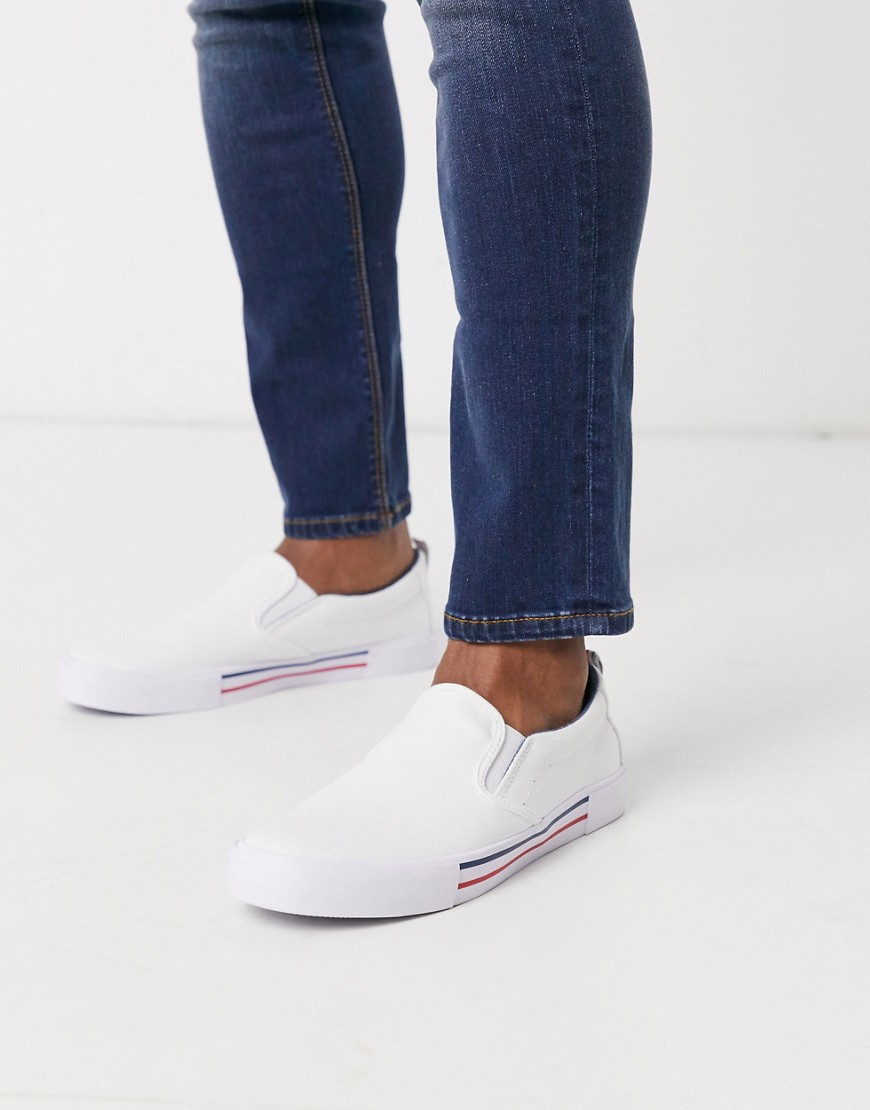 ASOS DESIGN - Sneakers bianche con dettagli color blu navy e rosso-Bianco