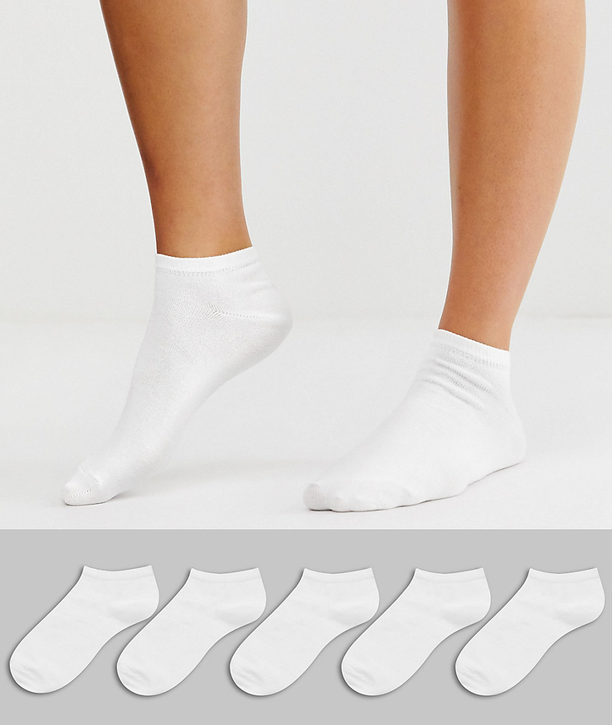 ASOS DESIGN – Sneakersocken im 5er-Pack-Weiß
