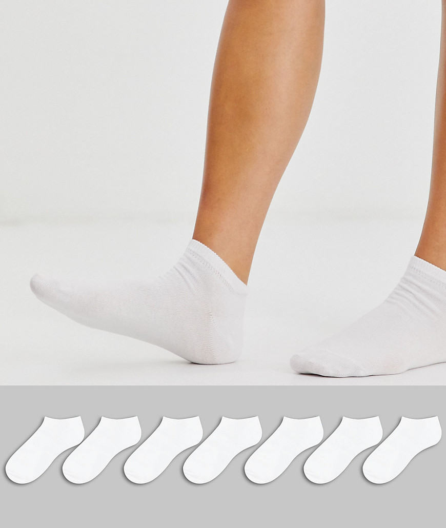 ASOS DESIGN – Sneakersocken im 7er-Pack-Weiß