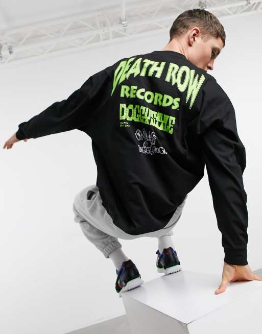 ASOS DESIGN - Snoop Dogg Death Row Records - Maglietta oversize a maniche lunghe nera con stampa sul retro