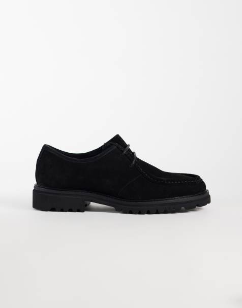 ASOS DESIGN snøresko med påsyet snude og grov sål i sort ruskind - view 1