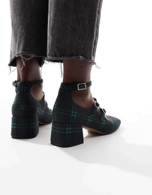 ASOS DESIGN – Socco – Grönrutiga Mary Jane-skor med halvhög klack, 4 av 4