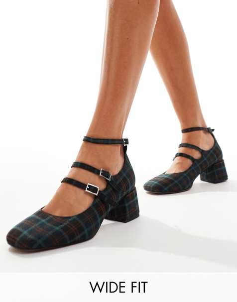ASOS DESIGN – Socco – Karierte Mary-Jane-Schuhe mit mittelhohem Blockabsatz, breite Passform - view 1