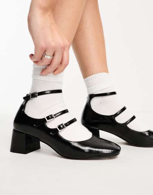 ASOS DESIGN Socco Mary Jane Schuhe in Schwarz mit mittelhohem Blockabsatz