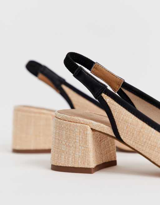 ASOS DESIGN - Sochi - Slingback schoenen met halfhoge hak van natuurlijke stof, 4 van 4