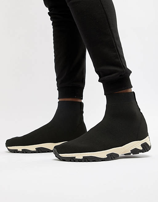 agency Third sanity ASOS DESIGN Sock Sneakers In Black With Chunky Sole | ASOS